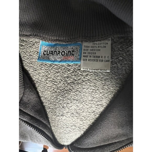 TurnPoint Sports Mens Half Zip Long Sleeve Pullover Sweater Y2K Retro Medium - Picture 3 of 3